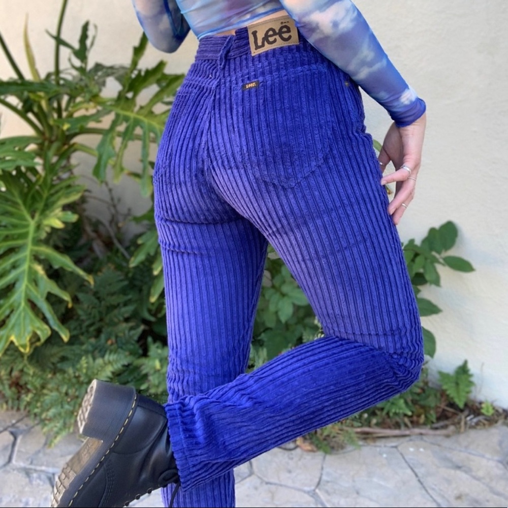 Vintage Deadstock blue corduroy high waist pants - Picture 2 of 11
